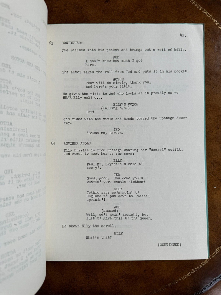 Original THE BEVERLY HILLBILLIES Tv Script - A Bundle For Britain 1968