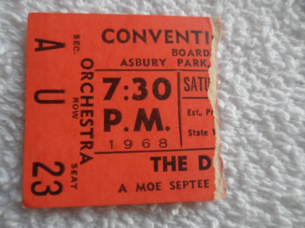 THE DOORS Original__1968__CONCERT TICKET STUB__Asbury Park__NM-