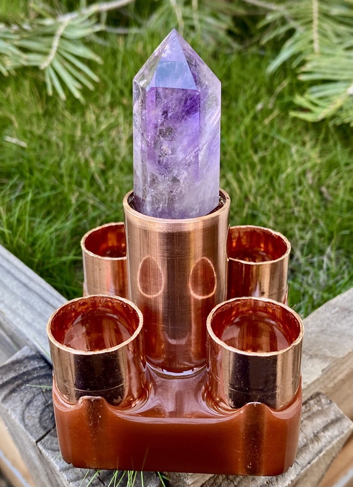 Orgone Cloudbuster with Amethyst Scepter Point - Copper Pipe - EMF Protection