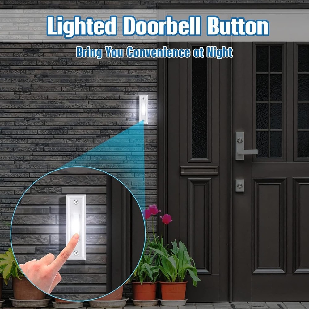 Elegant Wired Doorbell Button with Night Light - Quick Install & Power-Saving