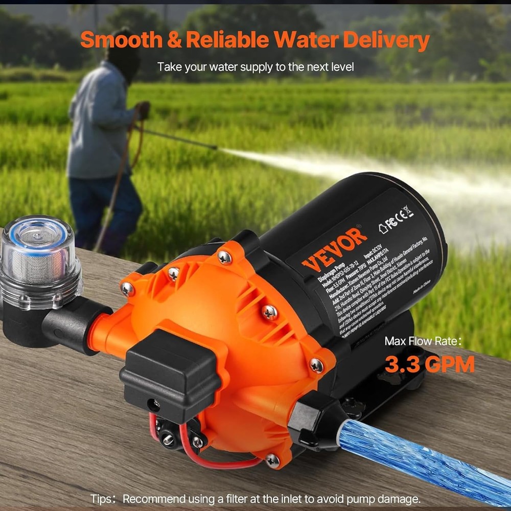VEVOR RV Water Pump 110V 3.3 GPM Diaphragm