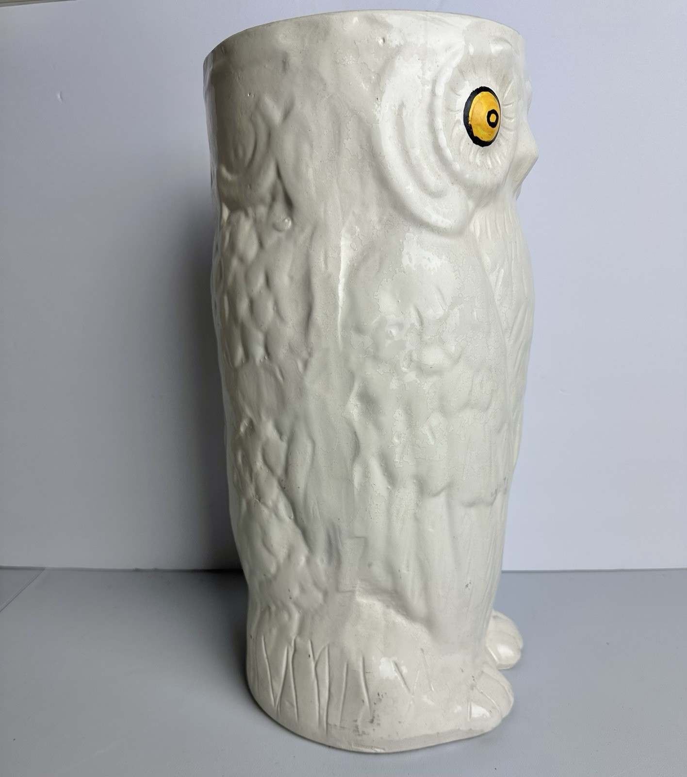 RARE Vintage Mid Century Modern 1960s Ceramic Owl Umbrella Stand Cane Holder MCM