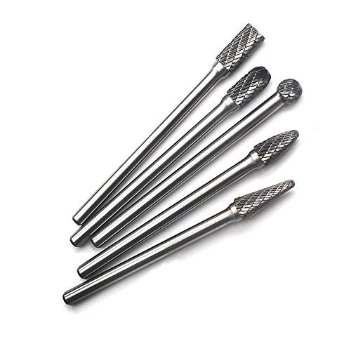 Carbide Burrs Set - 5pcs diameter Extended Long Double Cut Solid Carbide