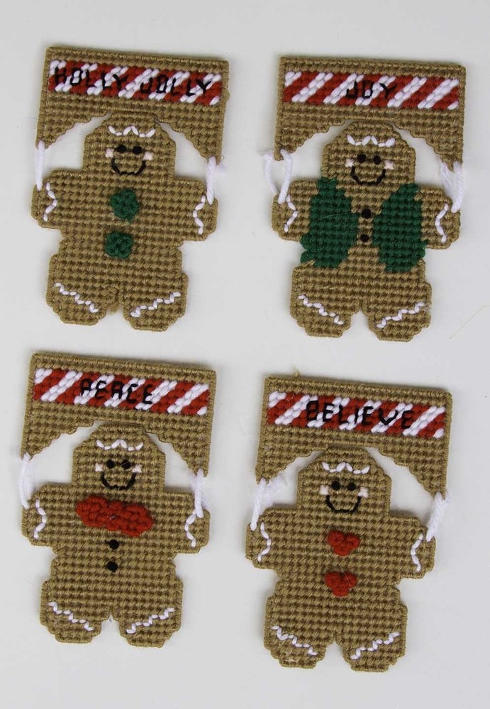 Gingerbread Men Christmas Ornaments-Plastic Canvas Pattern or Kit