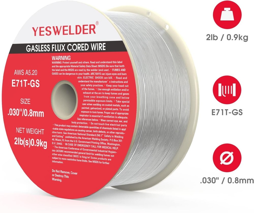 High-Performance Gasless MIG Wire, 2lb Spool with .030 Diameter - Clean Welds
