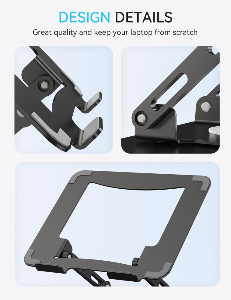 360 Rotating Laptop Stand, Ergonomic Computer Riser for Desk, Adjustable Heig...