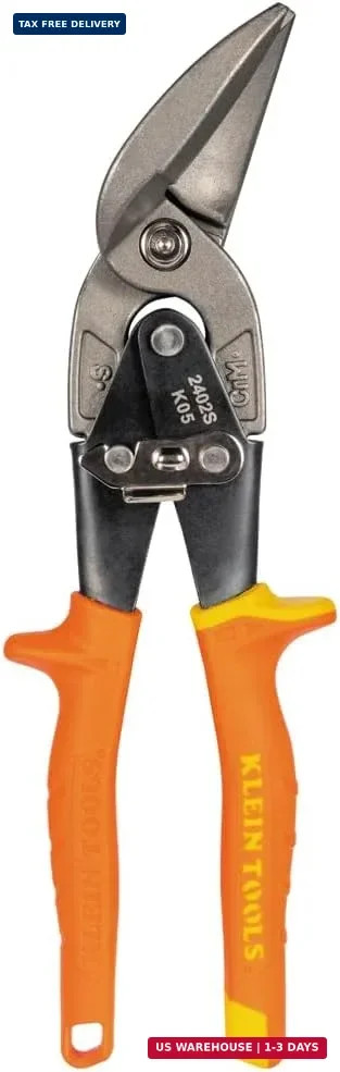 Klein Tools 2402S Straight-Cutting Offset Snips, Aviation Tin Snips with Forged