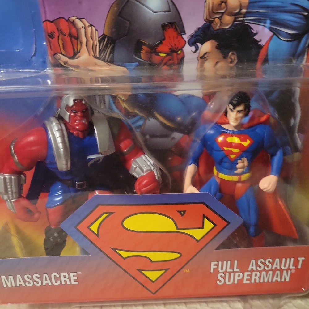 1995 Kenner Full Assault Superman vs Massacre Action Figure Set w/ comic NIB