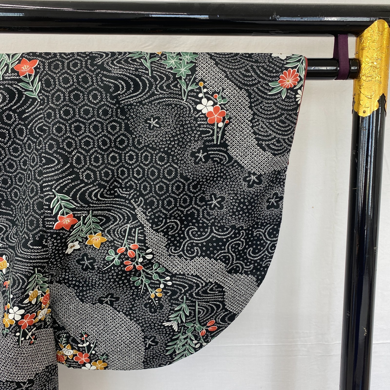 Japanese Vintage Kimono Haori Jacket Polyester Black Traditional Authentic