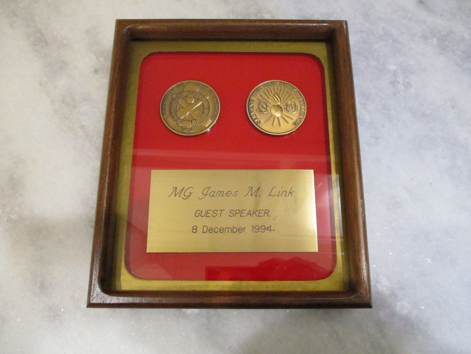 US ARMY-COMMANDER REDSTONE ARSENAL-ORDNANCE CORPS PLAQUE/AWARD/PINS-RET GENERAL