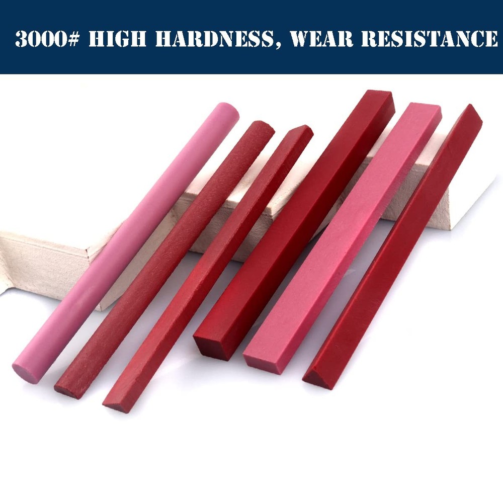 Sharpening Stone Set, 6pcs 3000# Ruby Whetstone Kit Small Fine Polishing Shar...