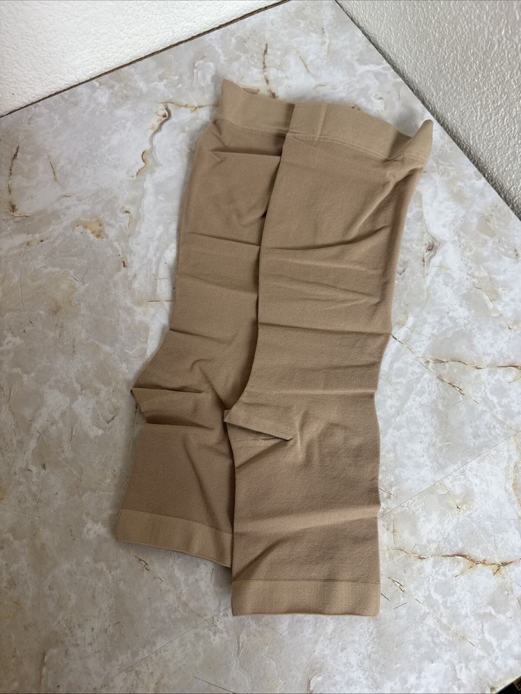 Lin Performance Graduated Open Toe Knee High Compression Socks Sz L Beige