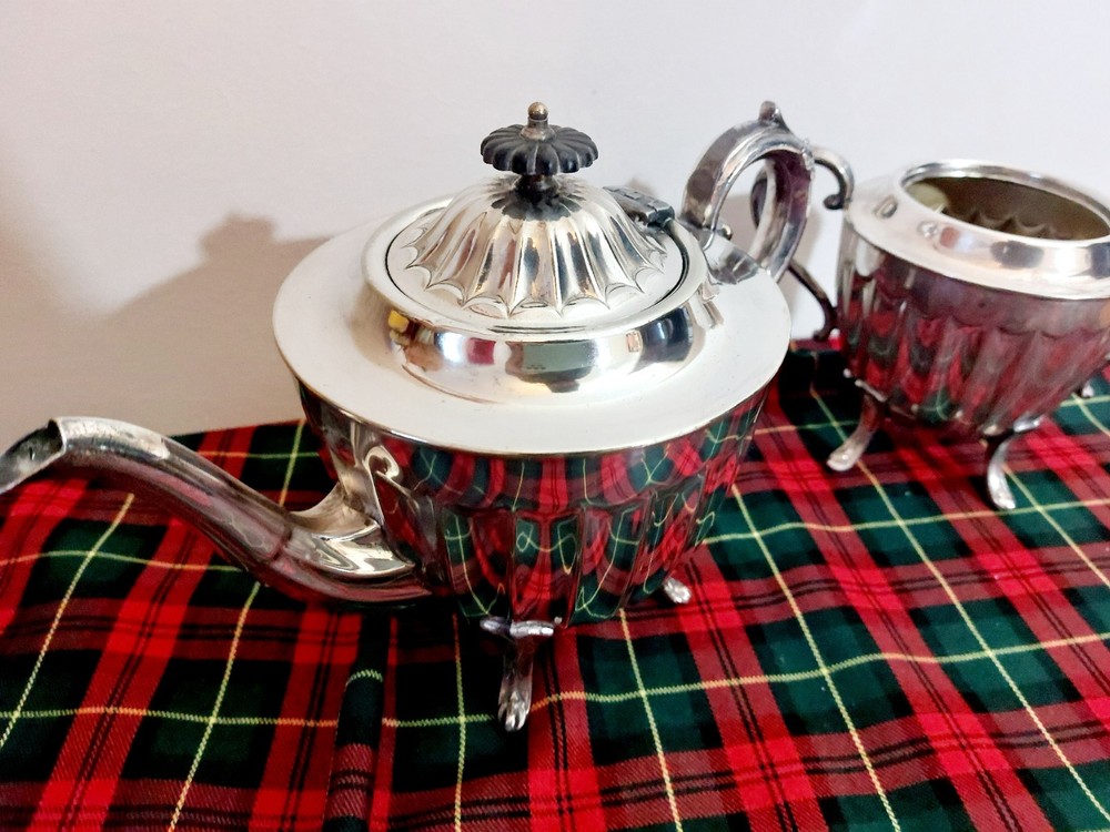 Antique Silverplate Teapot Sugar Bowl Sheffield 1938