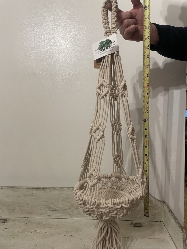 Macrame Hanging Plant Holder 8" Pot Boho Cottage Core NWT