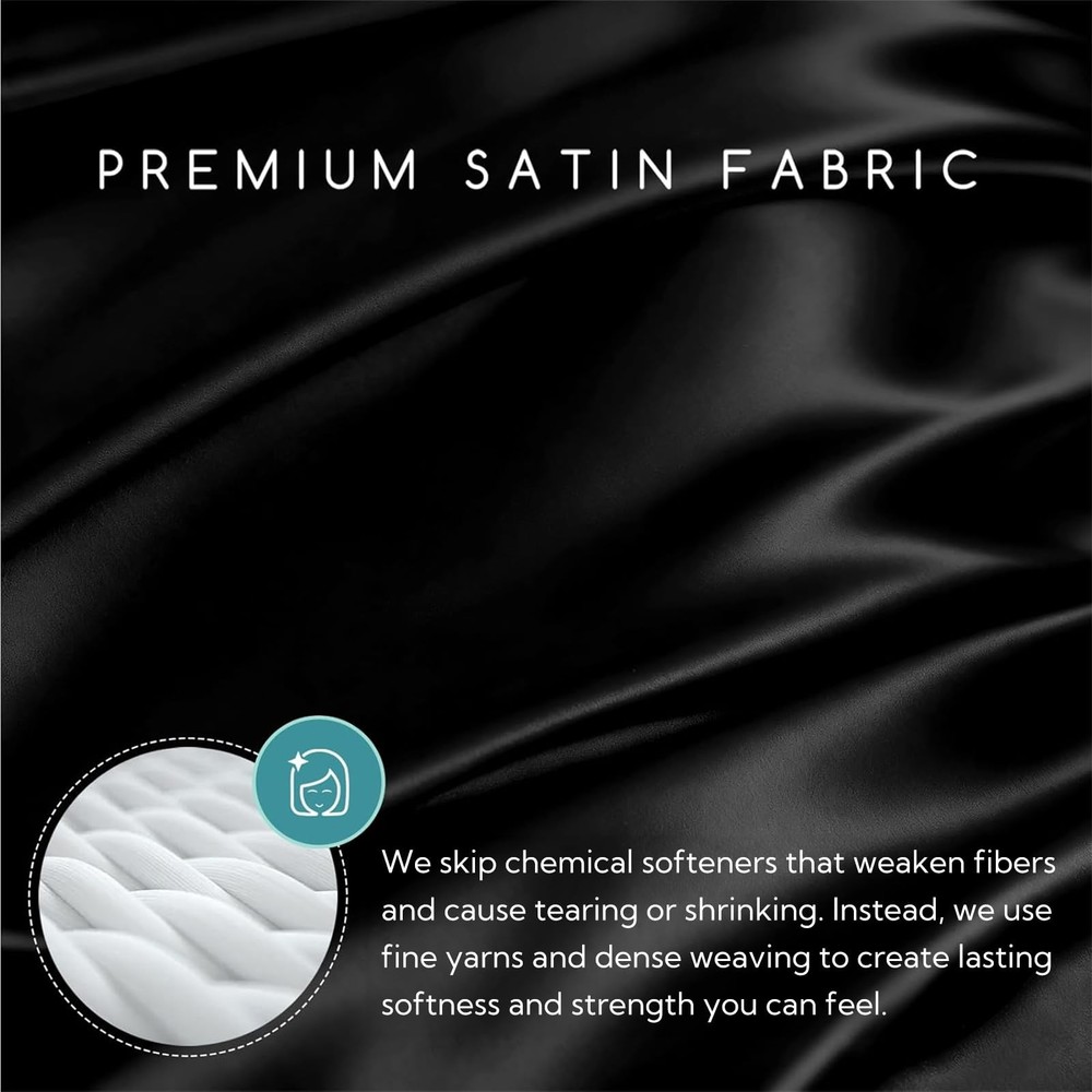Satin Bed Sheets, Queen Size Sheets Set, 4 Pcs Silky Bedding Set with Elastic...