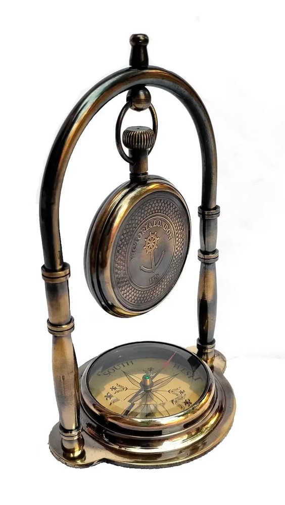 "Nautical Ship Table Hanging Clock, Desk Clock with Maritime Compass Gift''