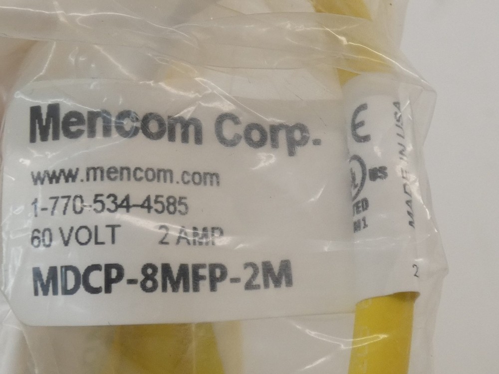 Mencom MDCP-8MFP-2M Shielded Yellow Cable Cordset 2M 60V 2A - NEW Surplus!