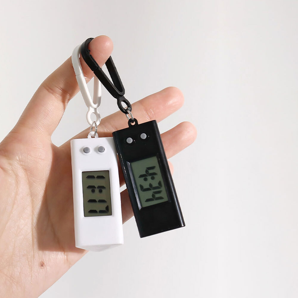 2x Portable Mini Electronic Clock Keychain Silent Watch Digital Table Time Clock