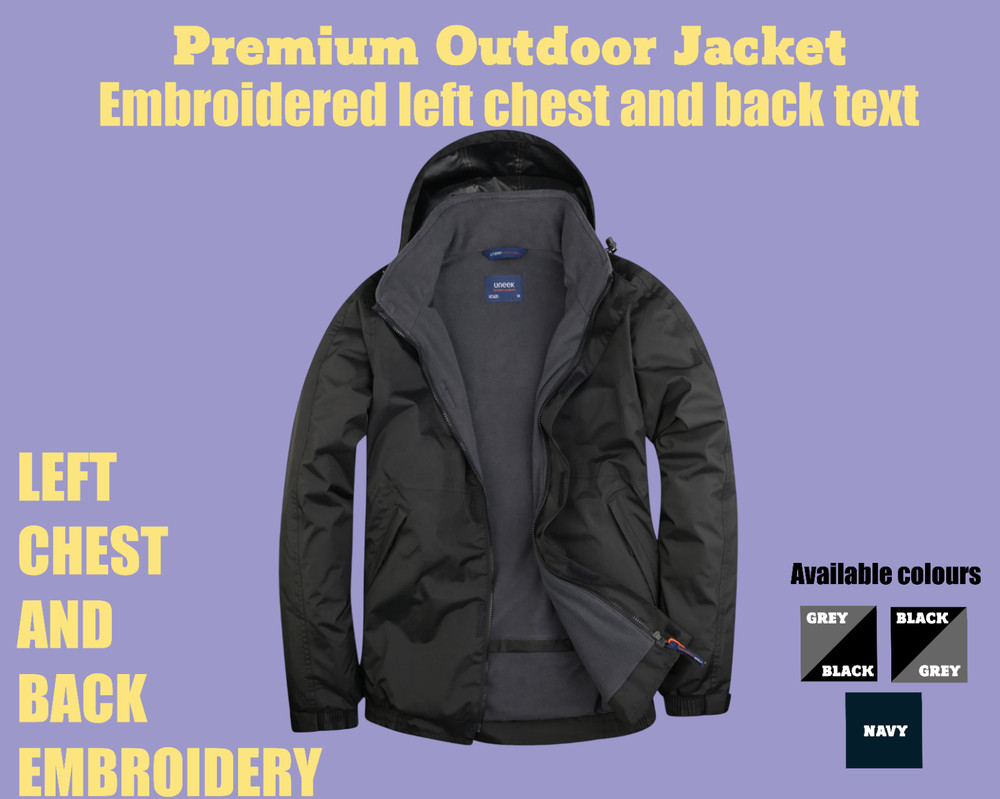 Embroidered Outdoor Jacket, Personalised Jacket, Embroidered Text On jacket