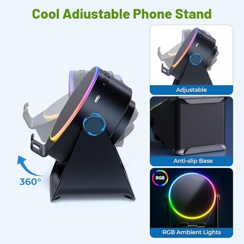 Wireless Induction Speaker, Phone Stand with Bluetooth Speaker Amplifier, Black