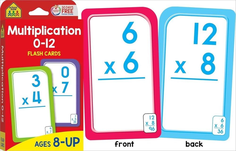 School Zone 112 Math Flash Cards for Multiplication & Division – Ages 8+, 2-Pack