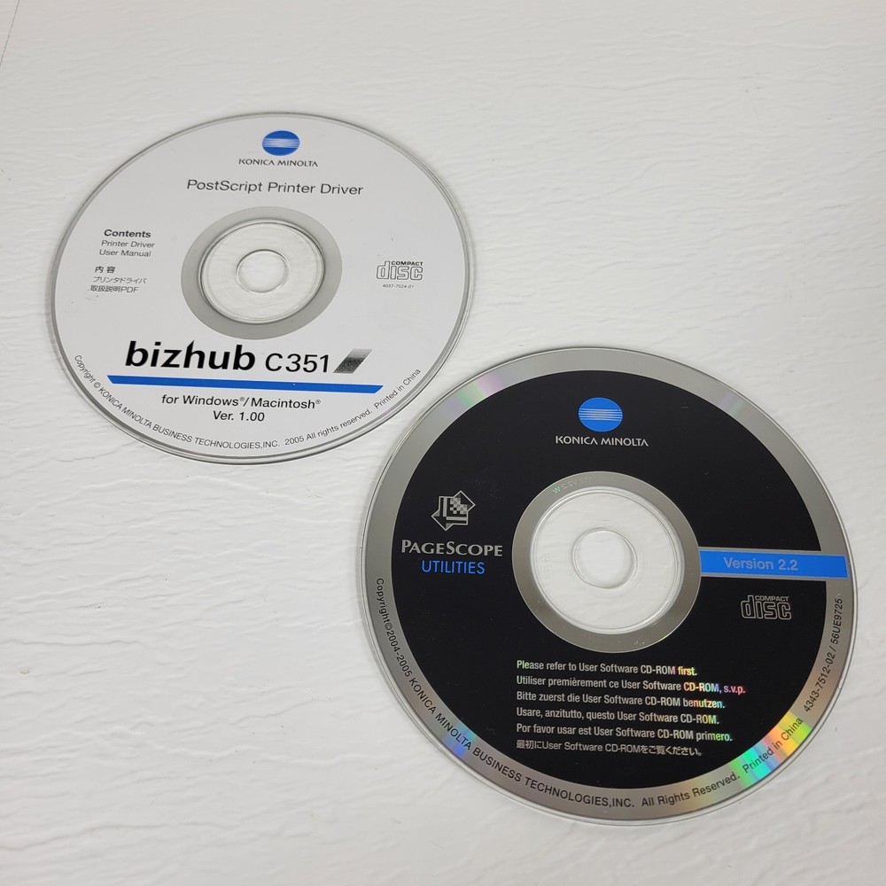 Konica Minolta Bizhub C351 Manual and Postscript Printer Driver PageScope 2.2 CD