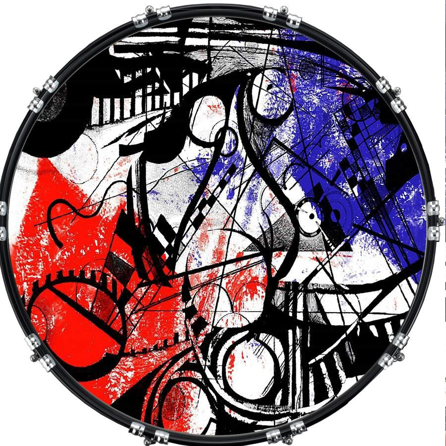 20" Custom Bass Kick Drum Front Head Skin Graphical Abstract 2