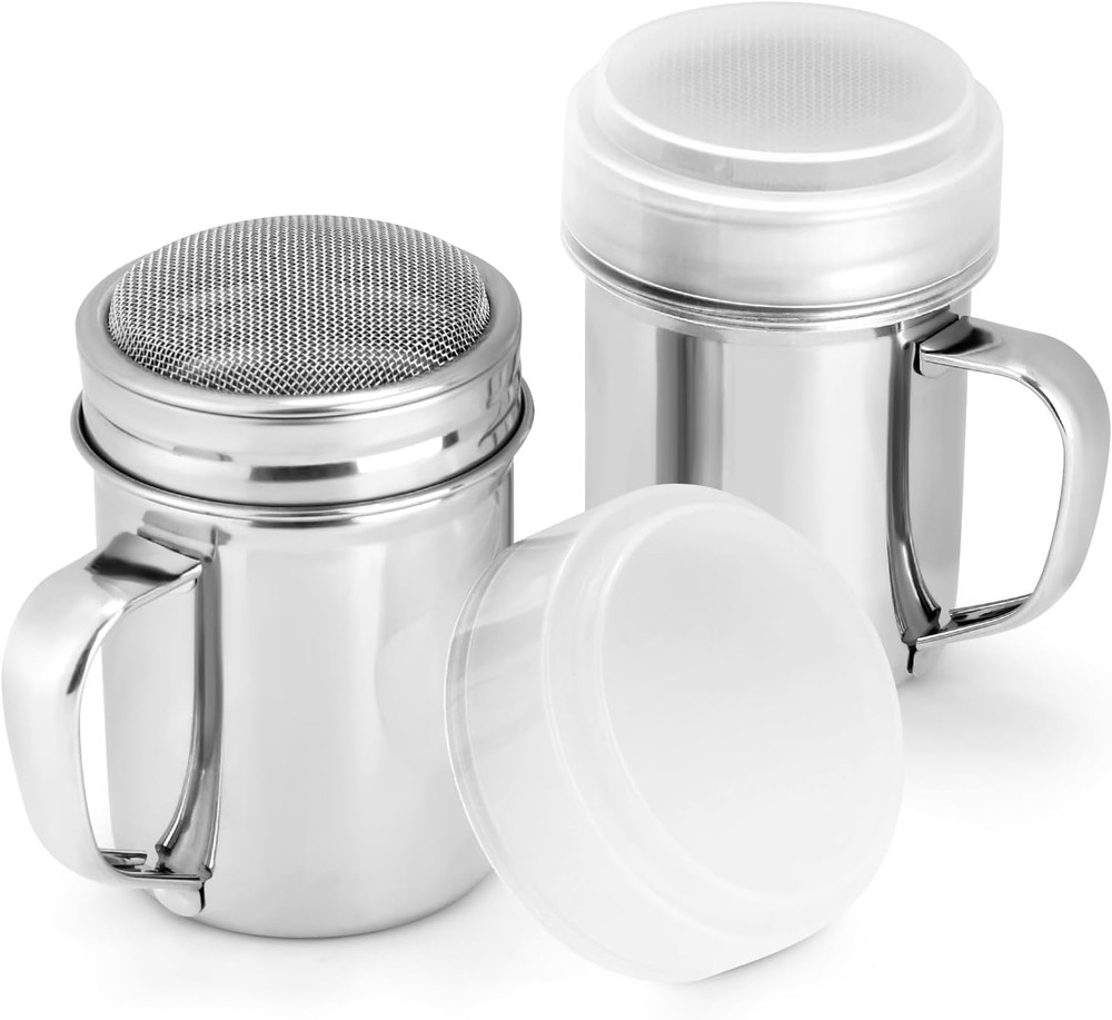 2 Pack Powdered Sugar Shaker Duster, Cinnamon Shaker Flour Sifter, Fine Mesh ...