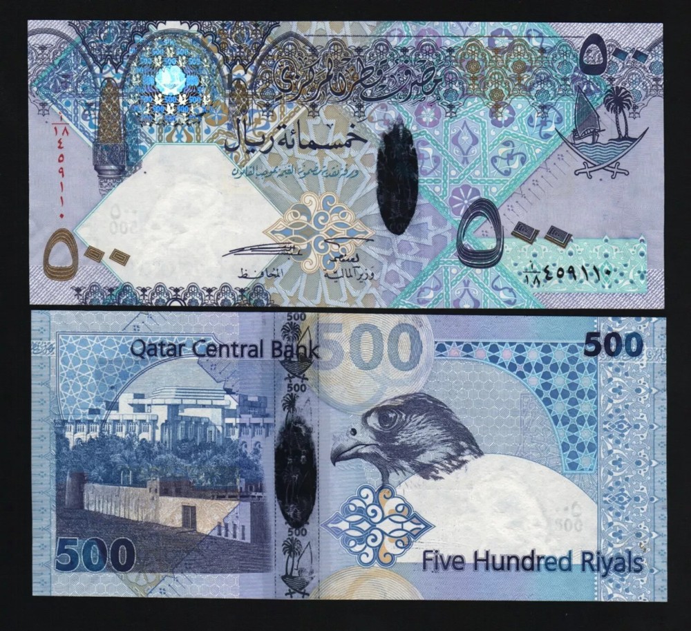 Qatar 500 RIYALS P-33 2008 ND Replacement Qatari Falcon UNC Hybrid Polymer NOTE