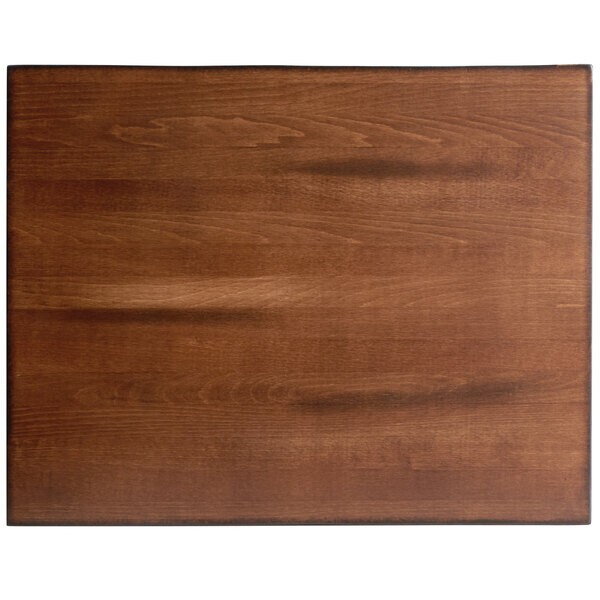 24" x 30" Rectangular Solid Wood Live Edge Restaurant Table Top in Walnut Wood