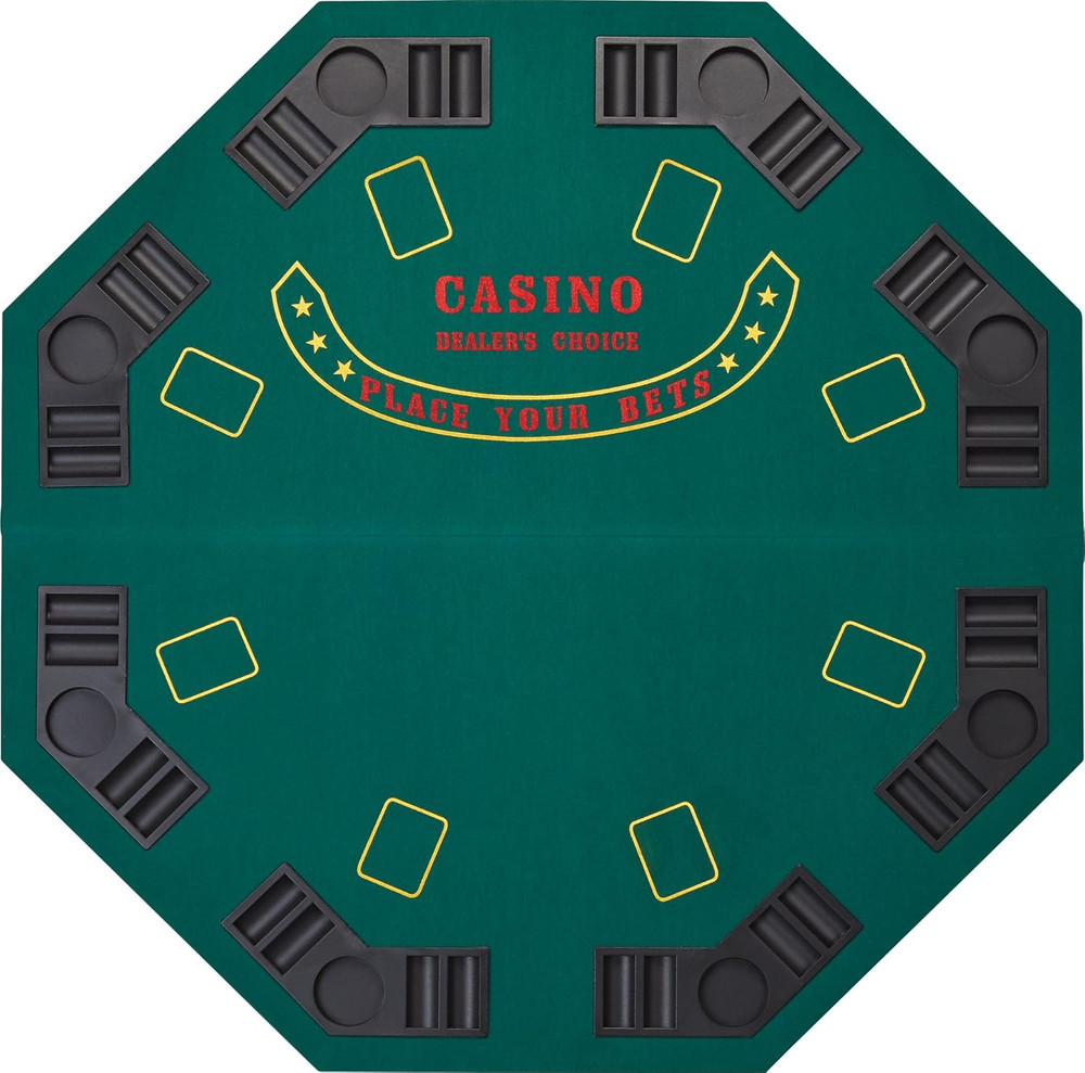 Folding Blackjack/Poker Game Table Top: Octagon Layout, 8 Player