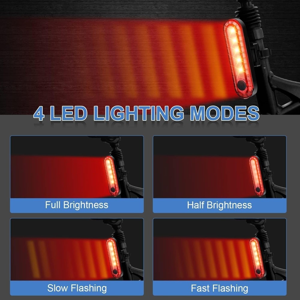 Lightweight 5-LED Bike Tail Light - Rechargeable, Easy Install, Multi-Modes