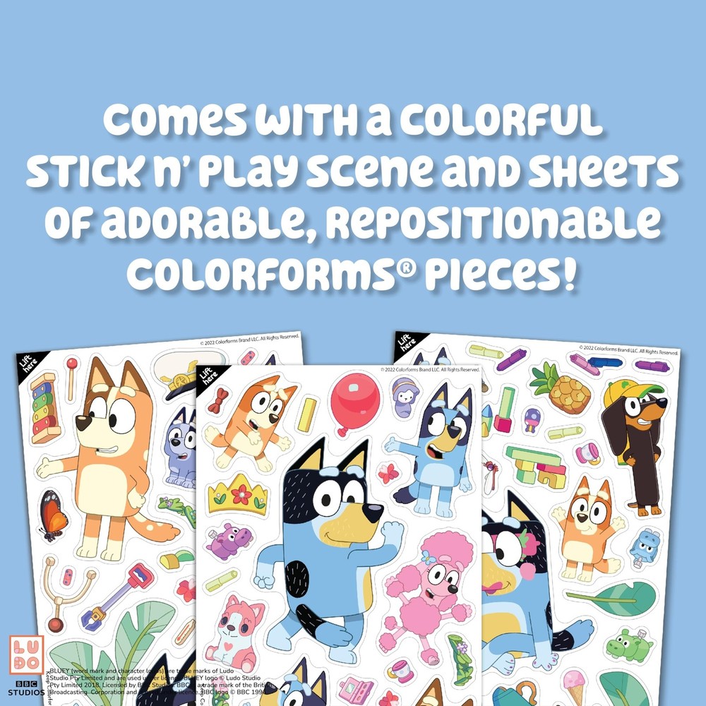 Colorforms Bluey Set - Repositionable Pieces Stick Like Magic - Scenes and Pi...