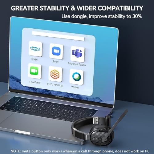 Trucker Bluetooth Headset, Stable V5.2 & USB Dongle Black - Non removable