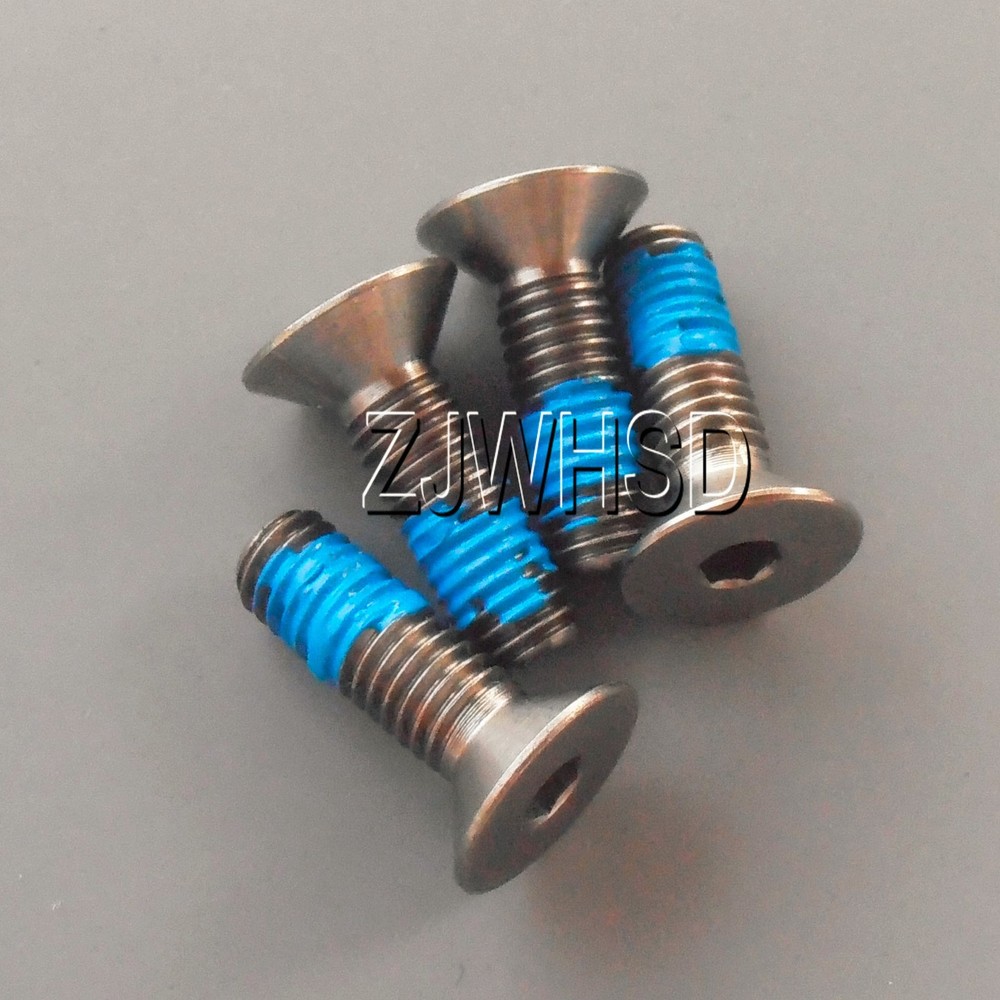 4pcs M5 x 16 Titanium Ti Screw Bolt Allen hex Socket Flat head with ThreadLocker