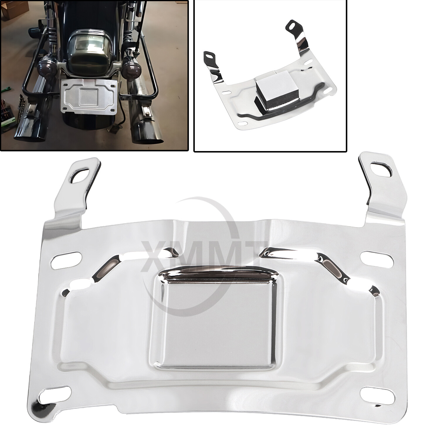 Chrome License Plate Relocation Mount For Harley Street Glide Road King Softail
