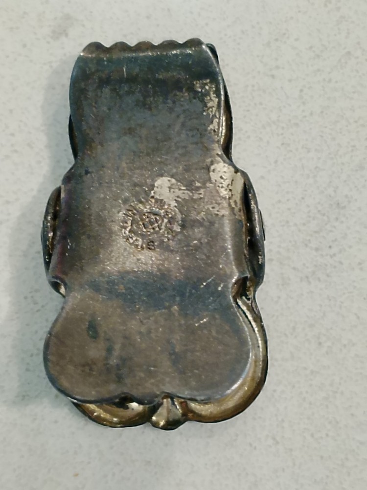Antique Ornate Sterling Silver Spring Clip - Victorian Style Scroll Pattern - 1.