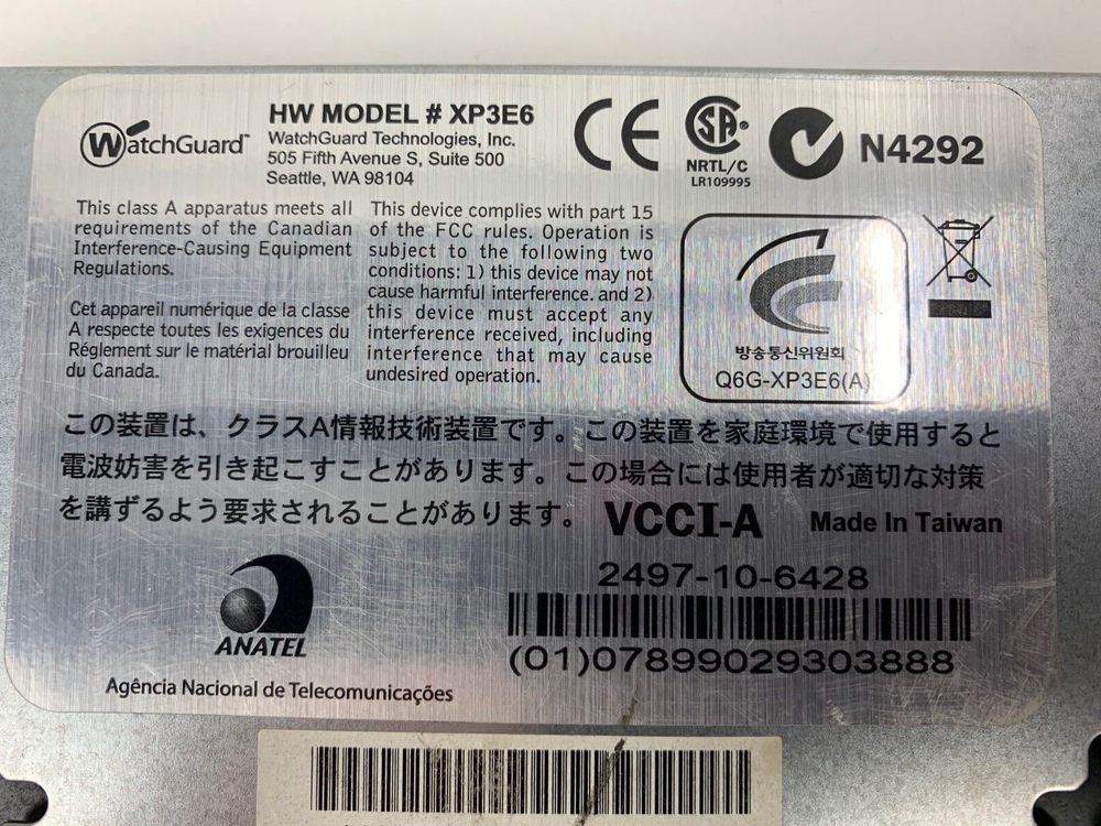 WatchGuard Firebox XTM 21 XP3E6 Firewall w/ AC Adapter