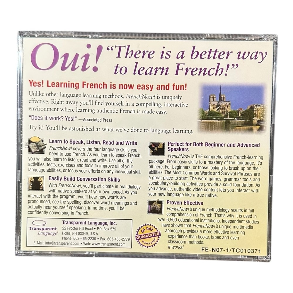 Learn French Now! – Version 7 – 2 CD‑ROM Set – Transparent Language – VG