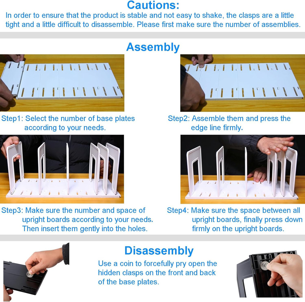 Adjustable Vertical File Sorter Sturdy Plastic Expandable Upright File Holder, D