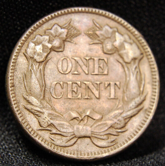 1857 FLYING EAGLE PENNY WITH AU+ DETAILS.