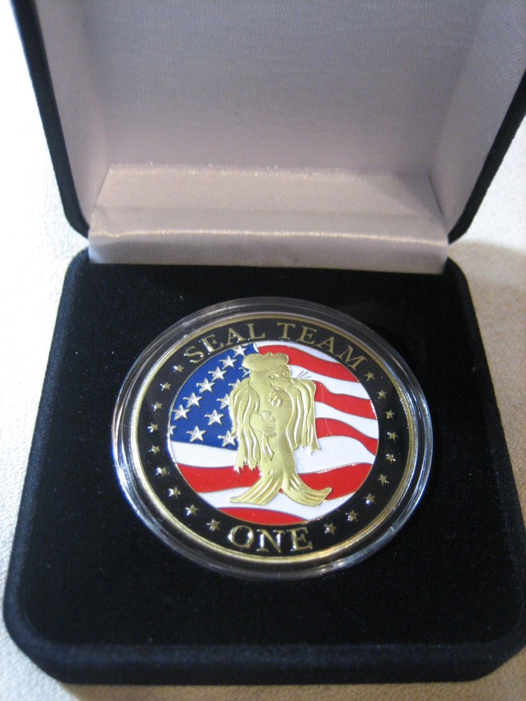US NAVY SEAL TEAM ONE Challenge Coin w/ Presentation Box