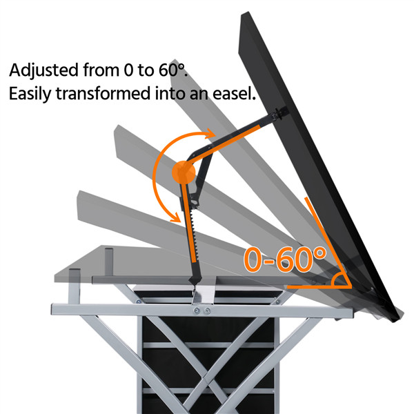 Adjustable Drafting Table Artist Desk Art Craft Drawing Desk w/ Storage & Stool