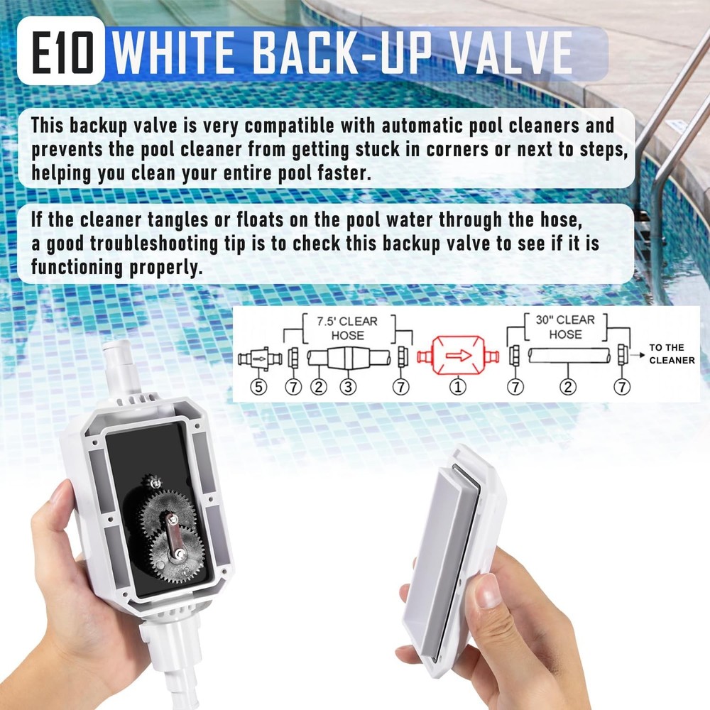 for Pentair E10 White Back-Up Valve Replacement Automatic Pool Cleaner