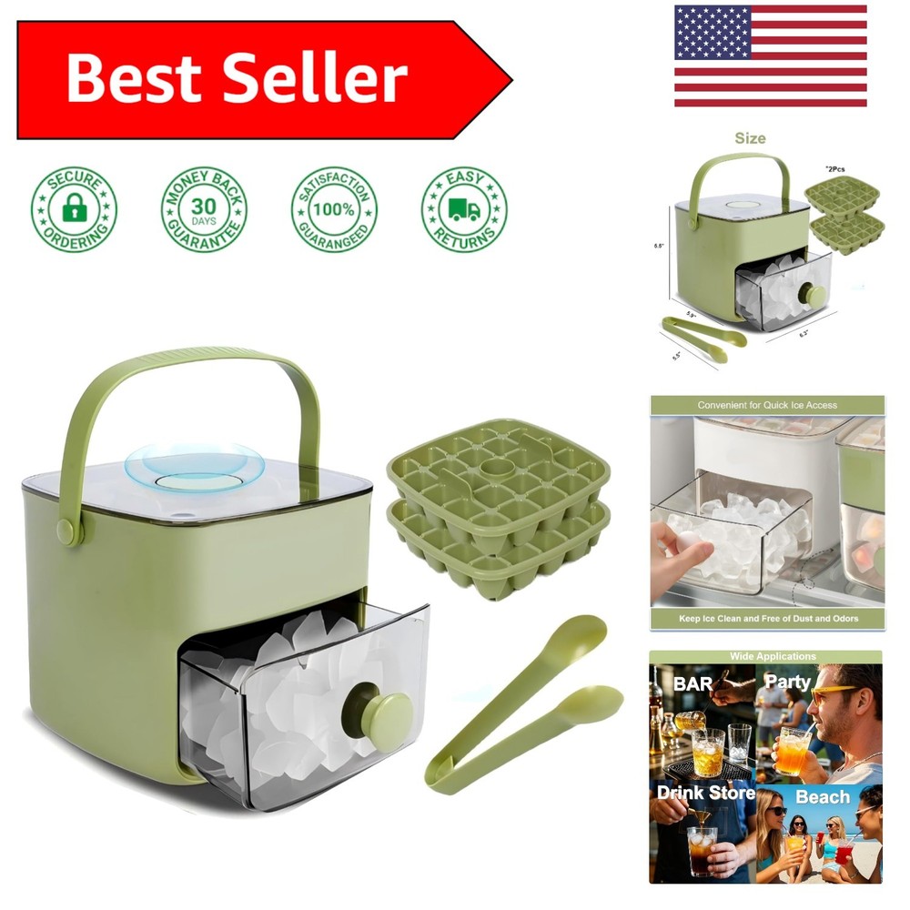 High-Capacity Ice Maker with One-Touch Release - Includes Storage Bin & Tongs