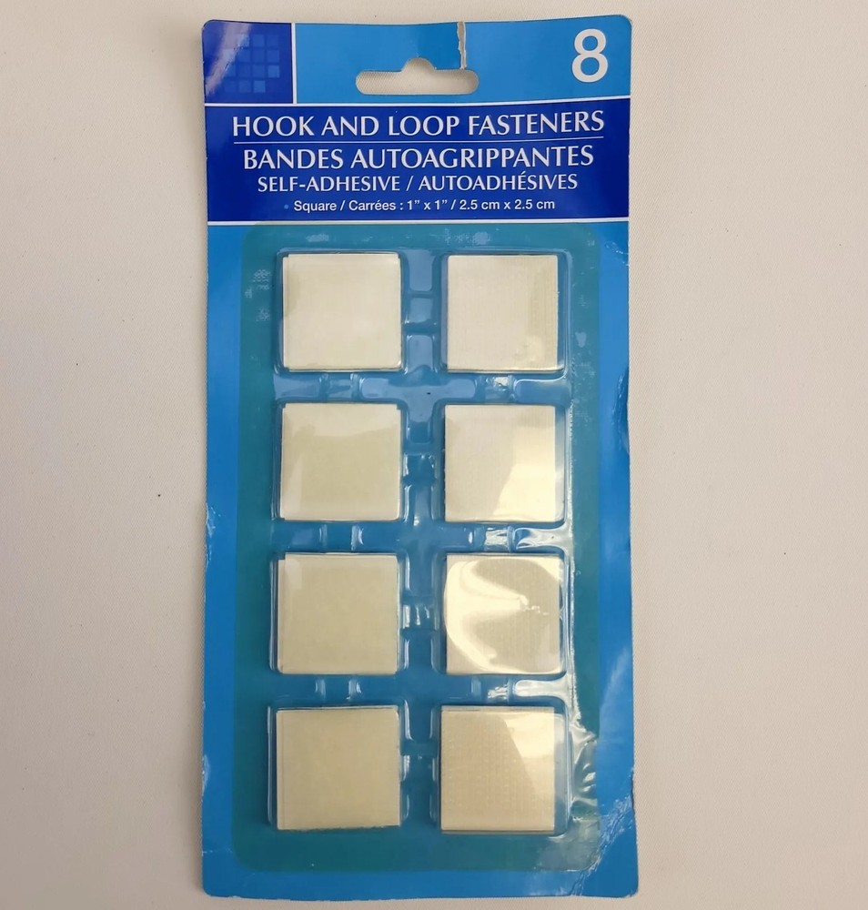12 Hook & Loop Fasteners 1x1" Self Adhesive 12 Pairs Sets white New