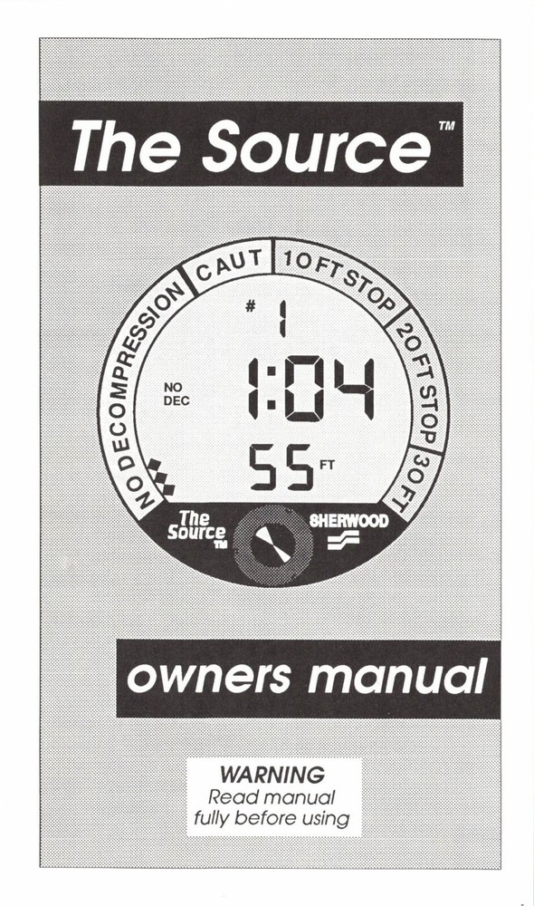 Sherwood Scuba The Source Dive Computer Printed Manual (Genesis)