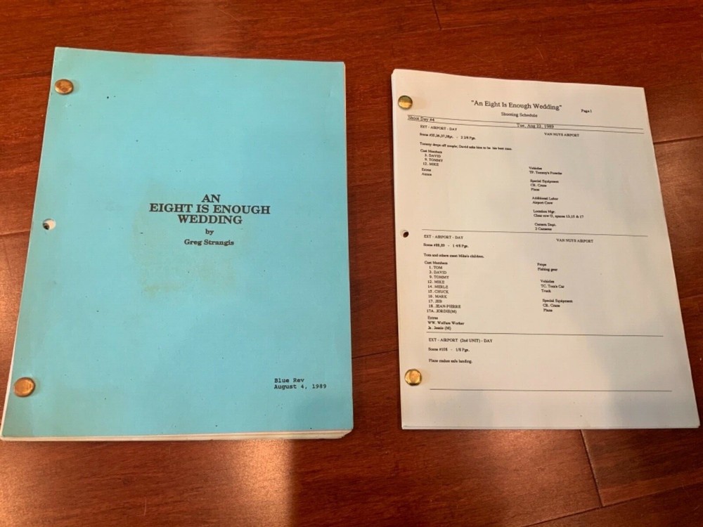ADAM RICH - EIGHT IS ENOUGH - Original script, shoot schedule - Wedding 1989