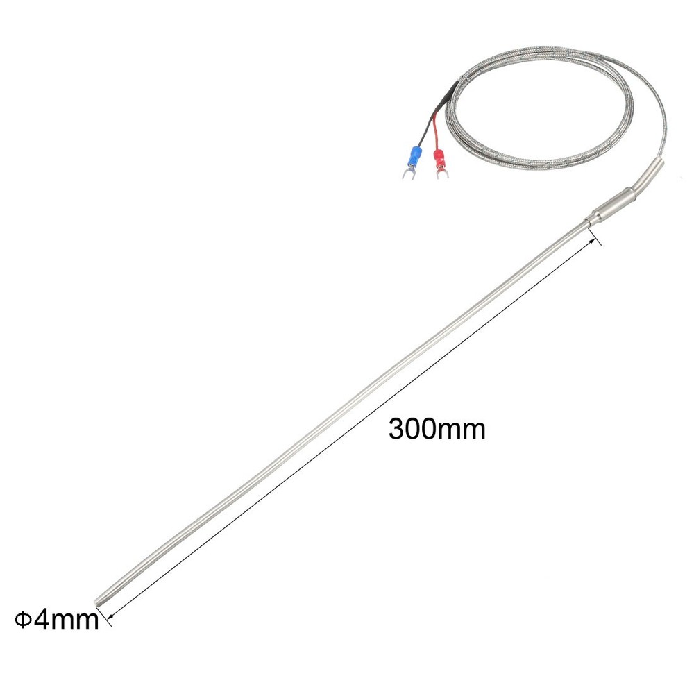 K Type Temperature Sensor Probe,1.5M Cable 4mmx300mm Probe Thermocouple