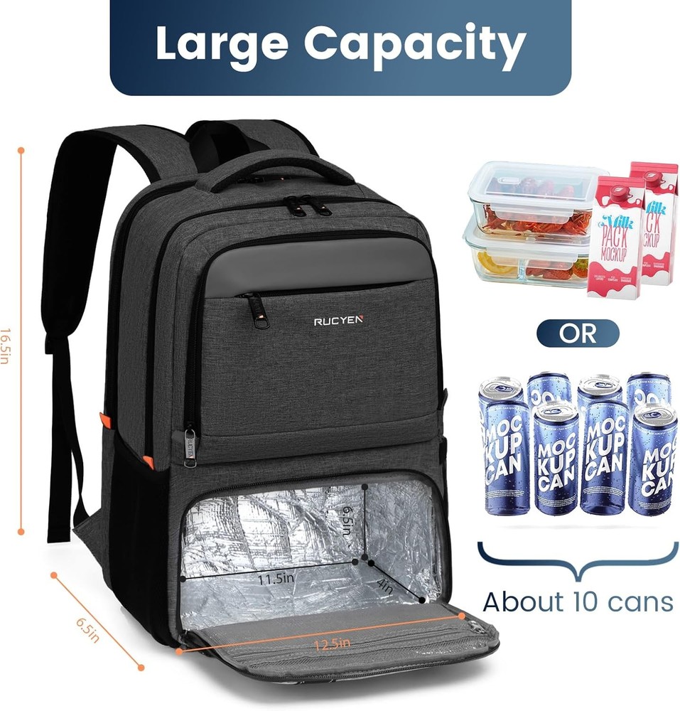 Insulated Cooler Backpack 15.6" RFID Laptop USB Port